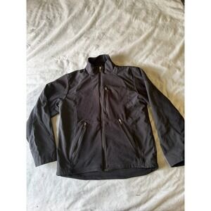 Hawke & Co Mens Large Black Hybrid Fleece Softshell Full Zip Jacket Outdoor